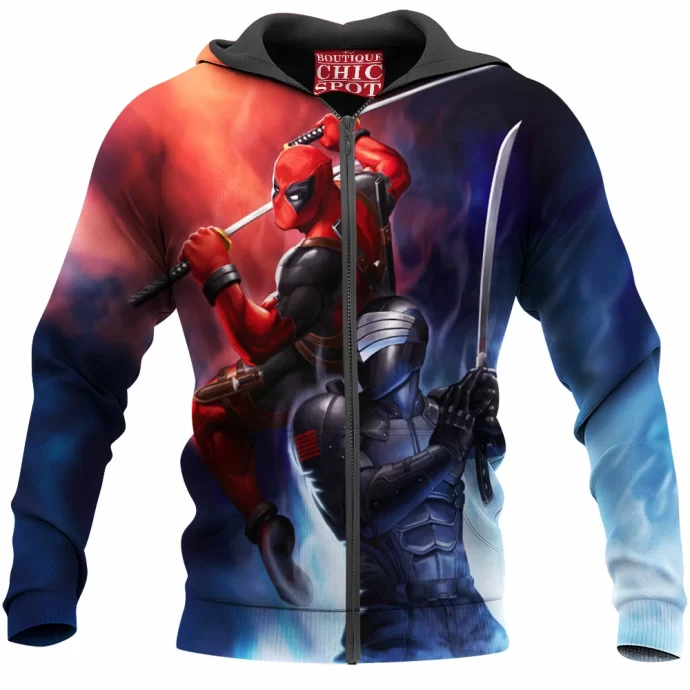 Snake Eyes Vs Deadpool Zip Hoodie