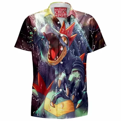 Anime Hawaiian-Shirt, Feraligatr Hawaiian-Shirt, Pokemon Hawaiian-Shirt
