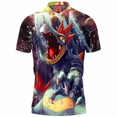Anime Polo Shirt, Feraligatr Polo Shirt, Pokemon Polo Shirt