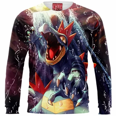 Pokemon Zip Sweatshirt, Anime Zip Sweatshirt, Feraligatr Zip Sweatshirt