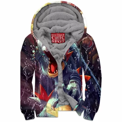Anime Zip-Fleece-Hoodie, Feraligatr Zip-Fleece-Hoodie, Pokemon Zip-Fleece-Hoodie
