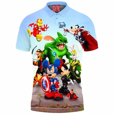 Avengers Polo Shirt, Comic Polo Shirt, Mickey Mouse Polo Shirt, Minnie Mouse Polo Shirt, Stitch Polo Shirt, Tigger Polo Shirt, Pluto Polo Shirt, Donald Duck Polo Shirt