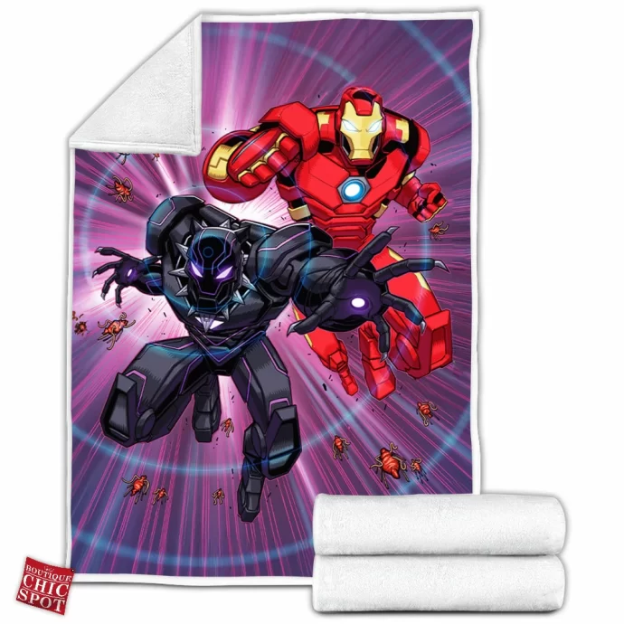 Black Panther Iron Man Fleece Blanket