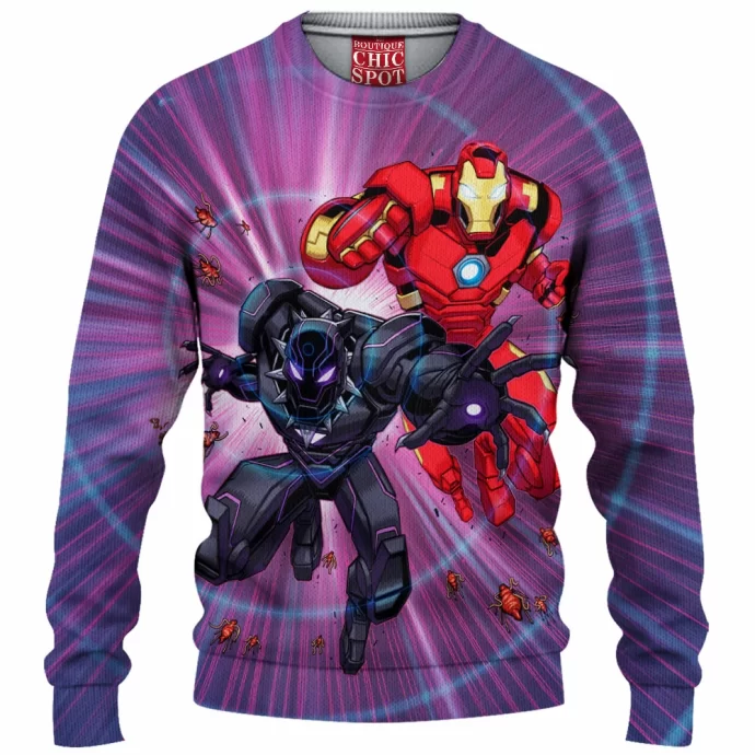 Black Panther Iron Man Knitted Sweater