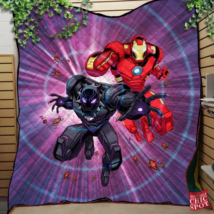 Black Panther Iron Man Quilt Blanket