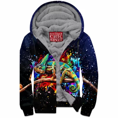 Anime Zip-Fleece-Hoodie, Pokemon Zip-Fleece-Hoodie, Chameleon Zip-Fleece-Hoodie