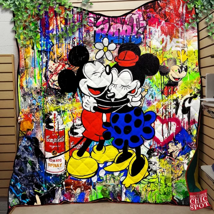 Mickey Mouse and Minnie Mouse Quilt Blanket