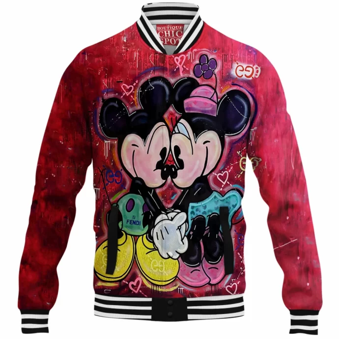 Mickey Mouse and Minnie Mouse Baseball Jacket