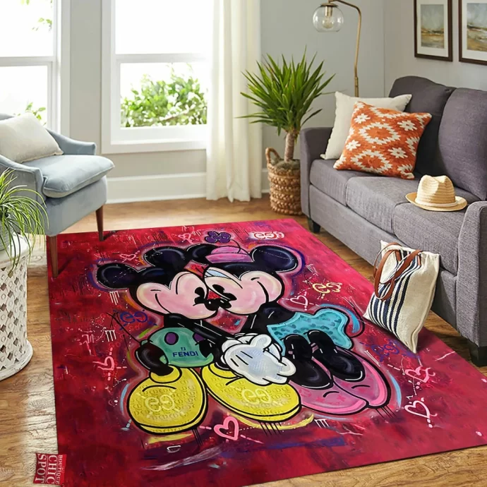 Mickey Mouse and Minnie Mouse Rectangle Rug