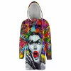 Abstract Woman Hooded Cloak Coat