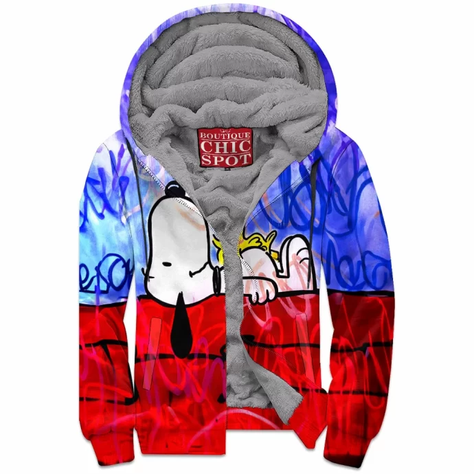 Snoopy and Woodstock Zip Fleece Hoodie