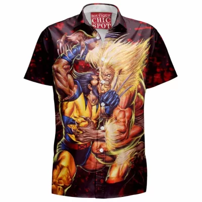 Comic Hawaiian-Shirt, Sabretooth Hawaiian-Shirt, Wolverine Hawaiian-Shirt, X-men Hawaiian-Shirt