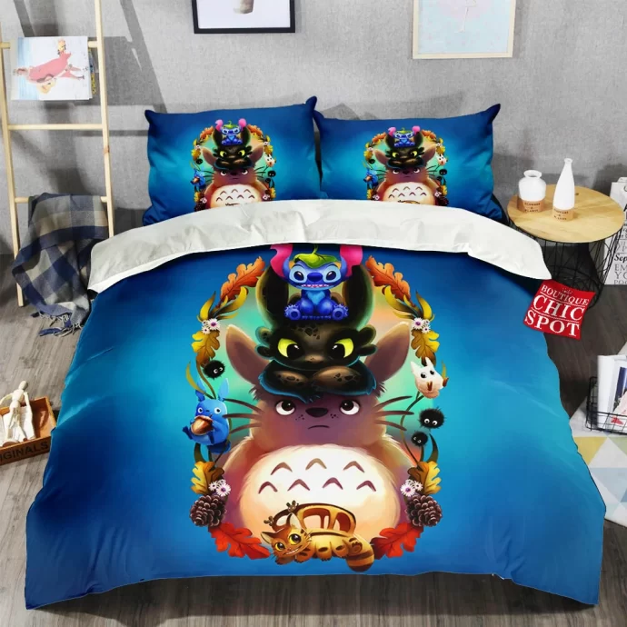 Stitch Toothless Totoro Bedding Set