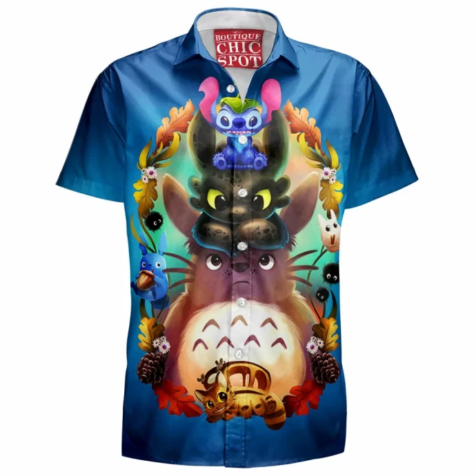 Stitch Toothless Totoro Hawaiian Shirt