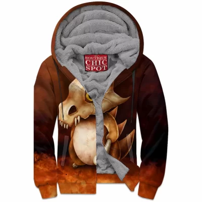 Anime Zip-Fleece-Hoodie, Cubone Zip-Fleece-Hoodie, Pokemon Zip-Fleece-Hoodie