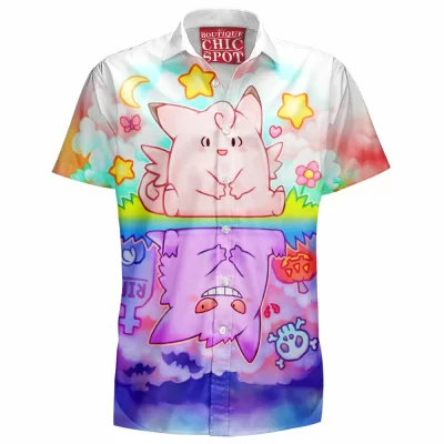 Anime Hawaiian-Shirt, Clefable Hawaiian-Shirt, Gengar Hawaiian-Shirt, Pokemon Hawaiian-Shirt