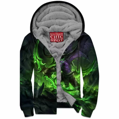 Game Zip-Fleece-Hoodie, Illidan Stormrage Zip-Fleece-Hoodie, Dota Zip-Fleece-Hoodie, Warcraft Zip-Fleece-Hoodie