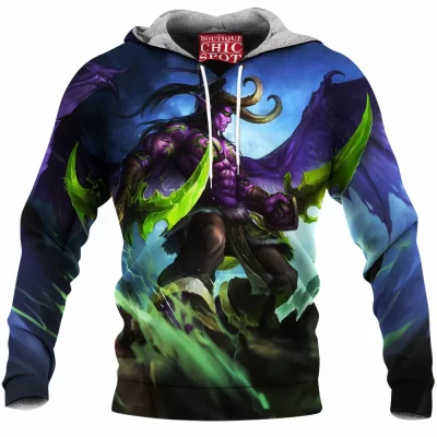 Game Fleece-Hoodie, Illidan Stormrage Fleece-Hoodie, Dota Fleece-Hoodie, Warcraft Fleece-Hoodie