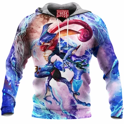 Anime Fleece-Hoodie, Greninja Fleece-Hoodie, Pokemon Fleece-Hoodie