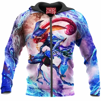 Anime Zip-Hoodie, Greninja Zip-Hoodie, Pokemon Zip-Hoodie