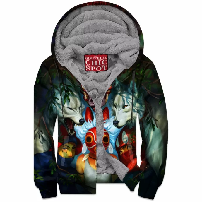 Mononoke Hime Zip Fleece Hoodie