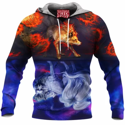 Anime Fleece-Hoodie, Fantasy Fleece-Hoodie, Fox Fleece-Hoodie, Ninetales Fleece-Hoodie