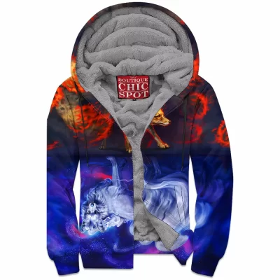 Anime Zip-Fleece-Hoodie, Fantasy Zip-Fleece-Hoodie, Fox Zip-Fleece-Hoodie, Ninetales Zip-Fleece-Hoodie