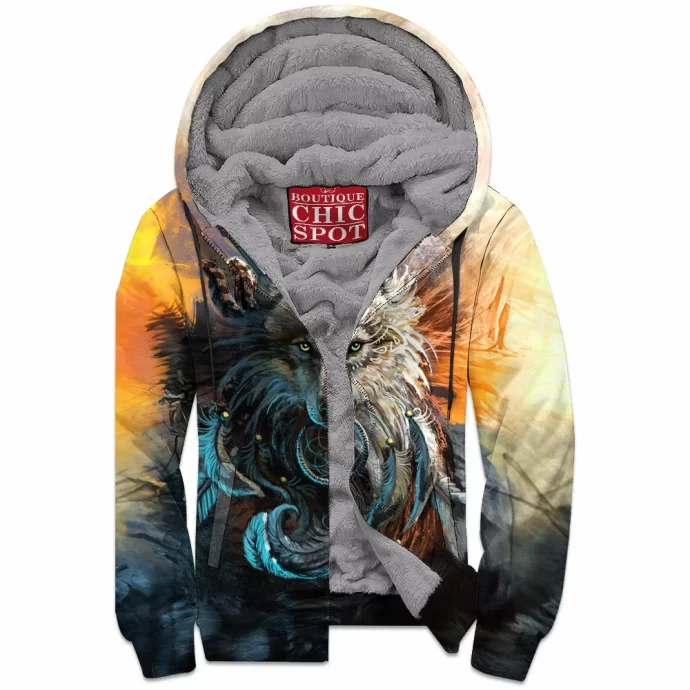 Wolf Zip Fleece Hoodie