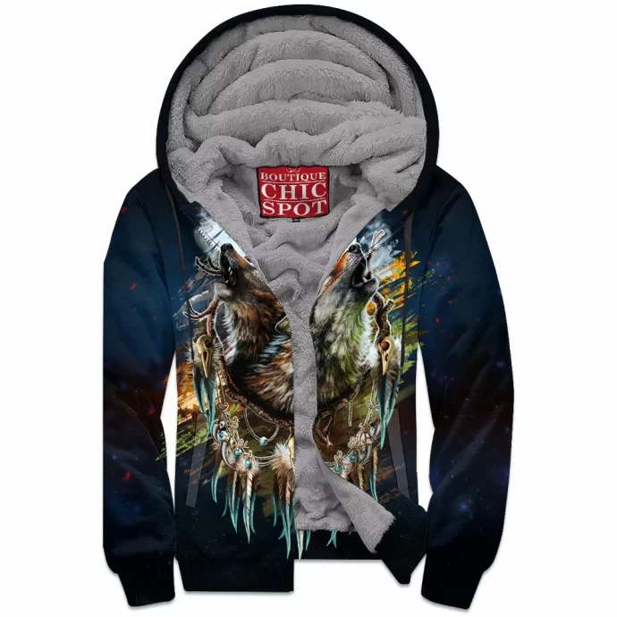 Wolf Zip Fleece Hoodie