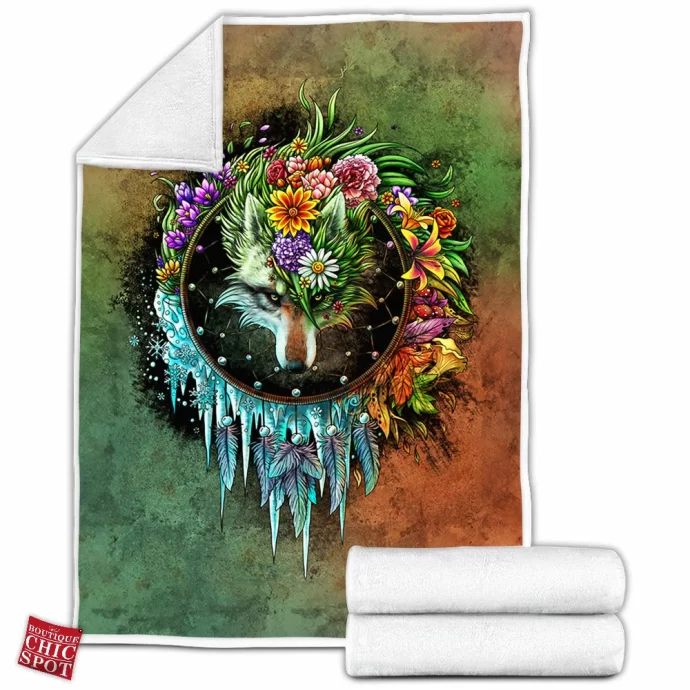 Wolf Dreamcatcher Fleece Blanket