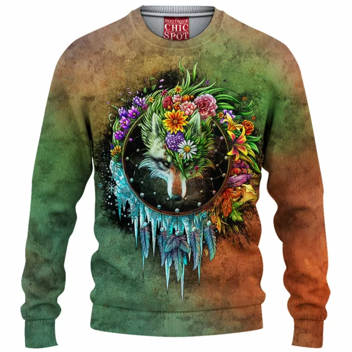 Wolf Dreamcatcher Knitted Sweater