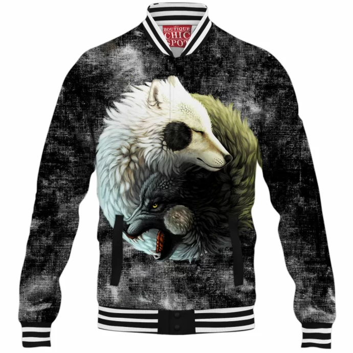 Yin Yang Wolves Baseball Jacket