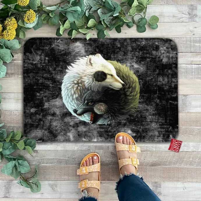 Yin Yang Wolves Doormat