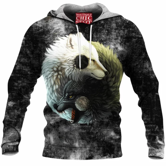 Yin Yang Wolves Fleece Hoodie