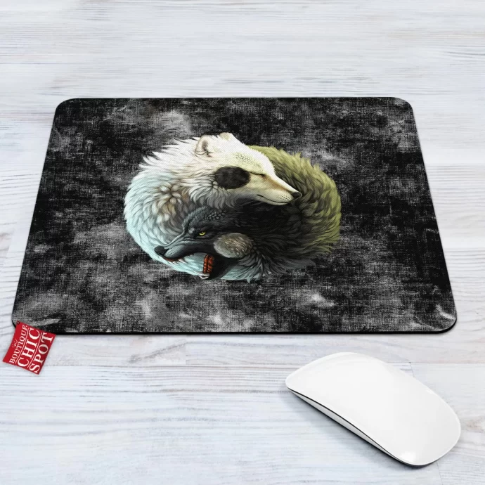 Yin Yang Wolves Mouse Pad