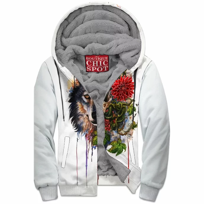 Wolf Zip Fleece Hoodie