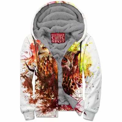 Owl Zip-Fleece-Hoodie