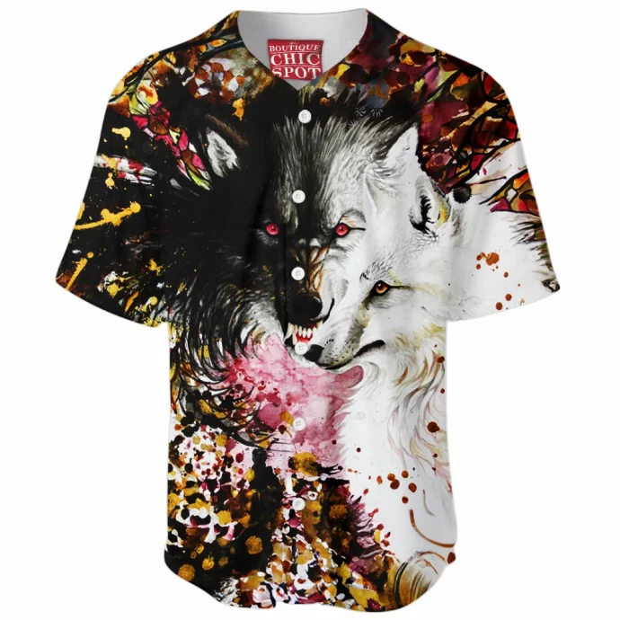 Black And White Wolf Baseball Jersey