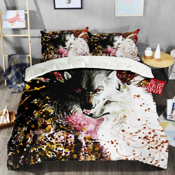 Black And White Wolf Bedding Set