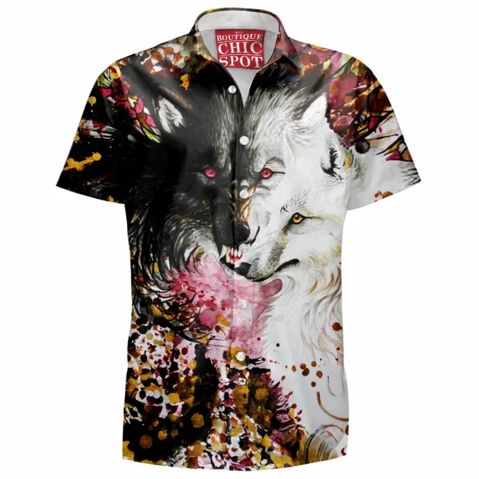 Black And White Wolf Hawaiian Shirt