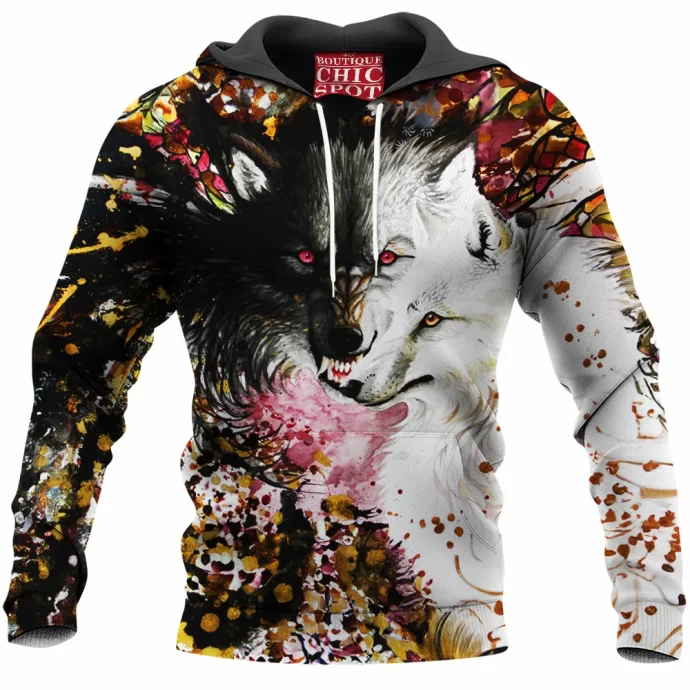 Black And White Wolf Hoodie