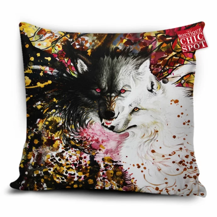 Black And White Wolf Pillow Cover