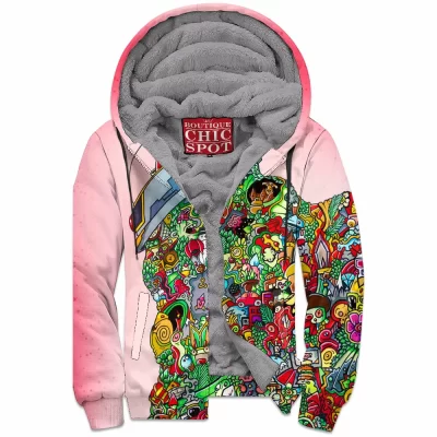 Sci-Fi Zip-Fleece-Hoodie, UFO Zip-Fleece-Hoodie