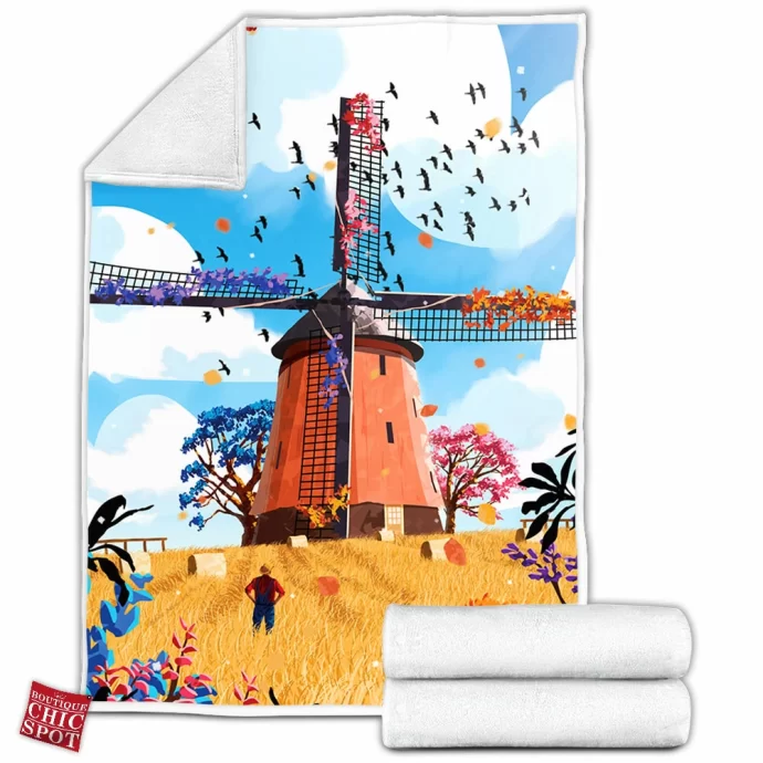 Windmill Fleece Blanket