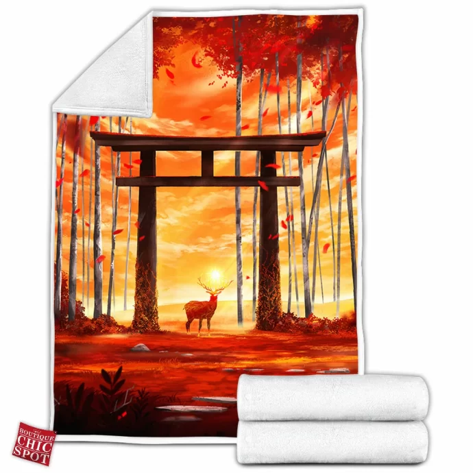 Sun Stag Fleece Blanket