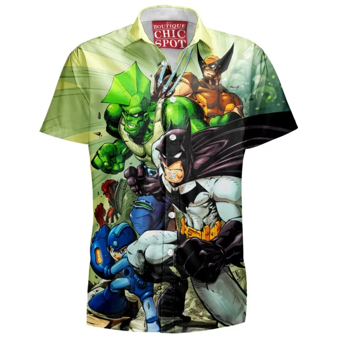 Batman Megaman Wolverine Hawaiian Shirt