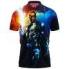 Comic Polo Shirt, Black Lightning Polo Shirt