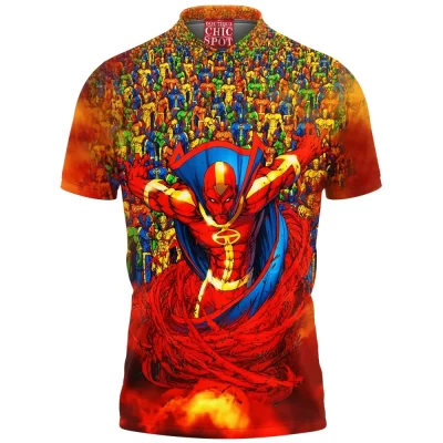 Comic Polo Shirt, Red Tornado Polo Shirt