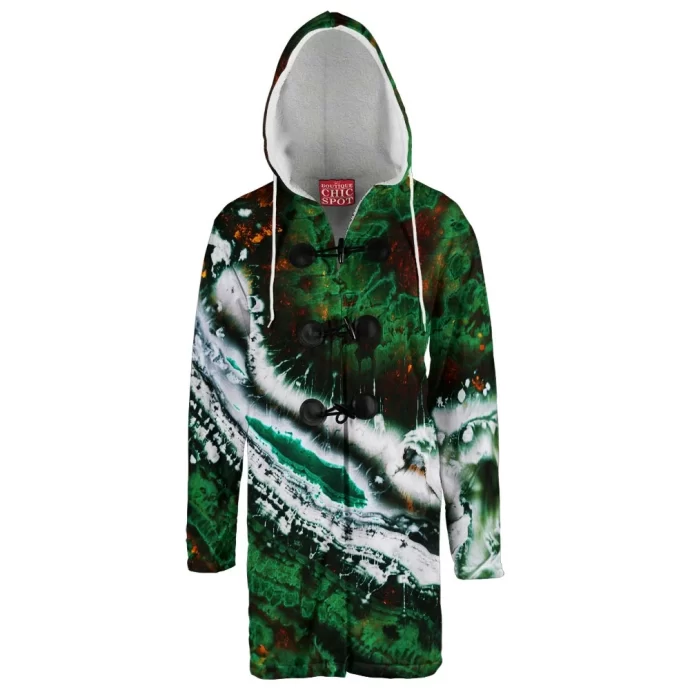 Emerald Abstract Hooded Cloak Coat