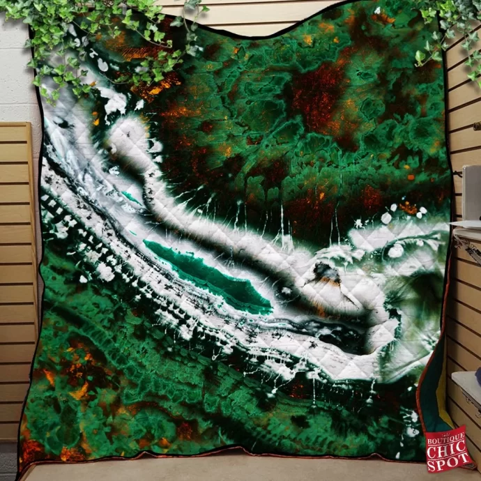 Emerald Abstract Quilt Blanket